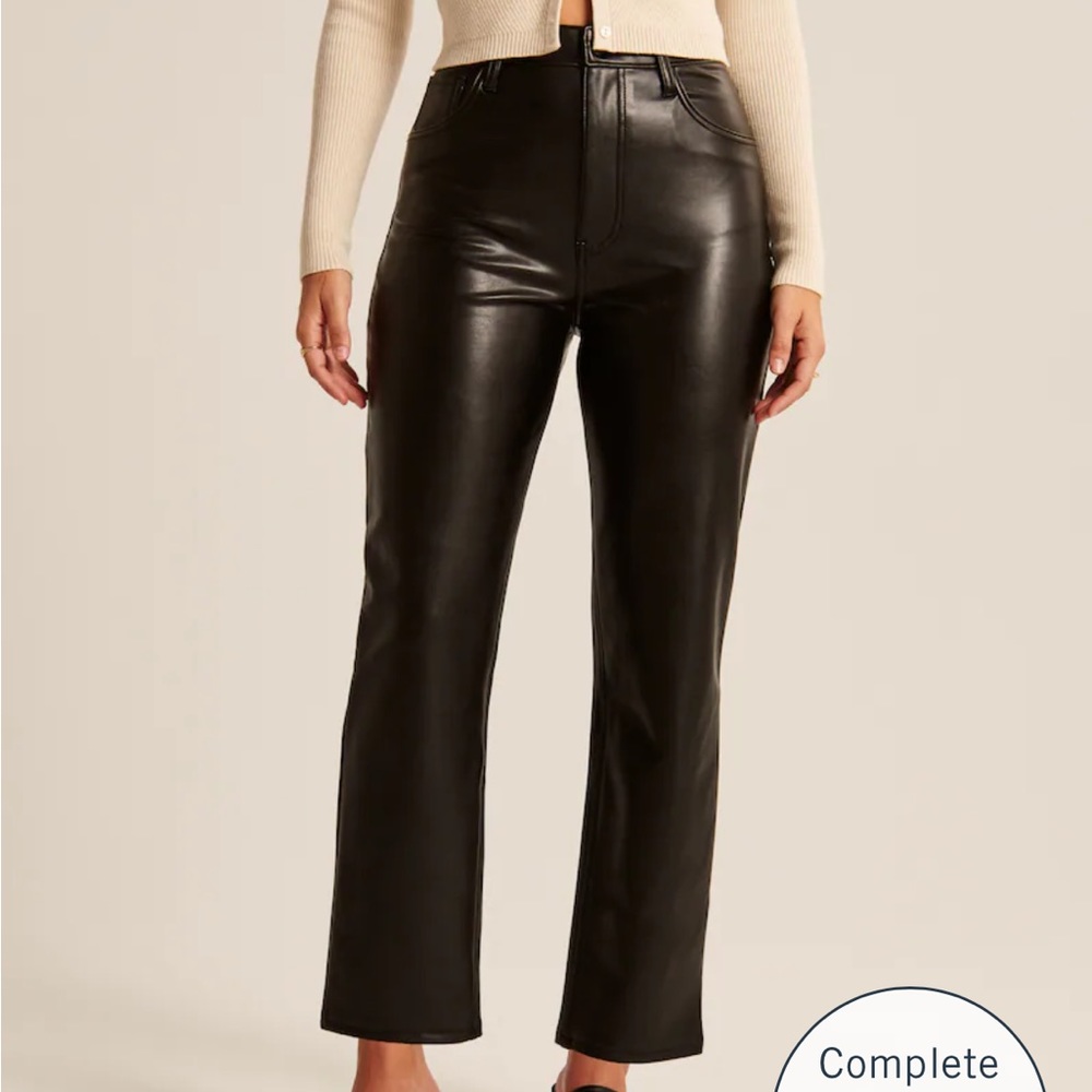 Abercrombie Curve Love Vegan Leather Ankle Straight Pants